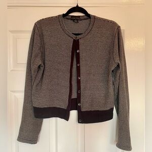 The Limited Black and White Striped Cardigan